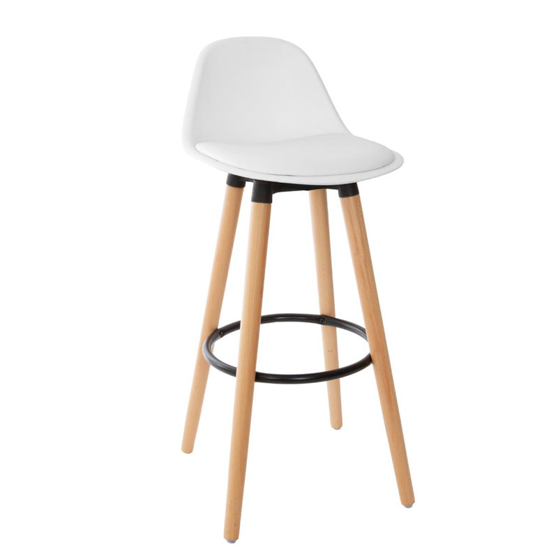 Ingram Upholstered Counter Stool with Solid Wood Frame, White