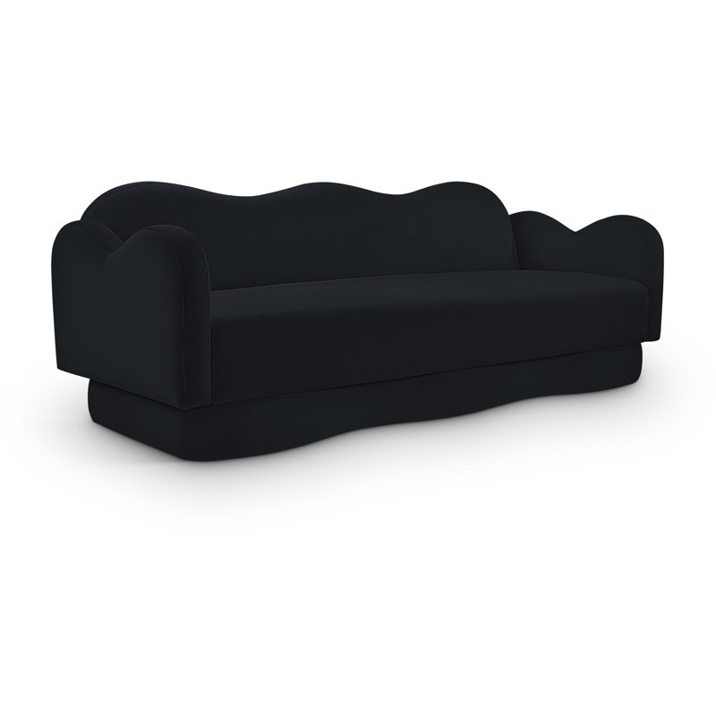 Redwan Upholstered Sofa, Black Velvet