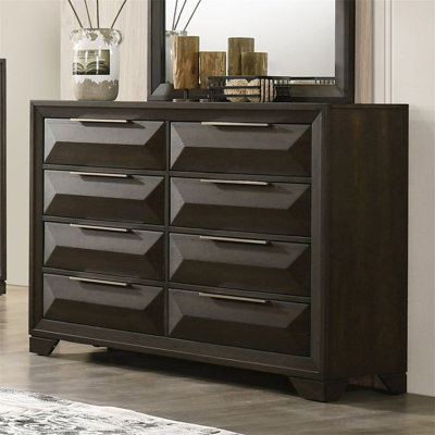 Mobilier de chambre à coucher transitionnel à 1 queue d'aronde avec pieds biseautés et poignées en métal