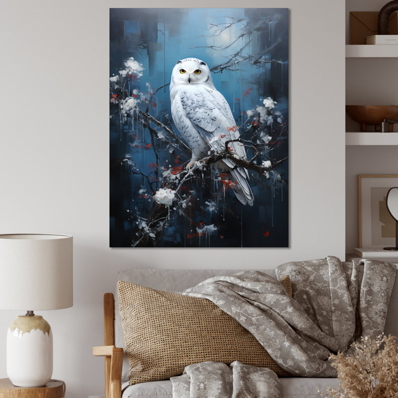 «Snowy Owl Winter Watch II», art mural hibou, Toile tendue, H 20 po x l 12 po x P 1 po