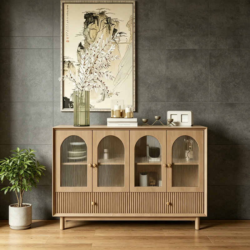 Buffet luxueux rétro de style chinois, 35.4" H x 47.2" W x 15.7" D