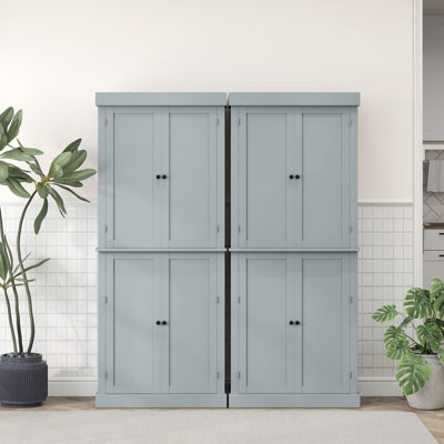 72.5" Freestanding Kitchen Pantry Cabinet,Tall Storage Cabinet with 4 Doors,2 Adjustable Shelve,Grey