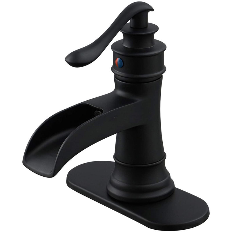 Single-handle Bathroom Faucet with Drain Assembly, Matte Black