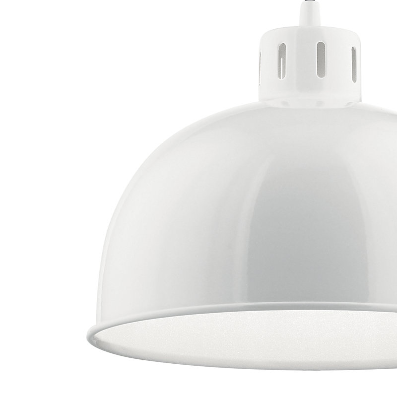 Luminaire suspendu en forme de dôme à 1 lumière Porterfield, Blanc