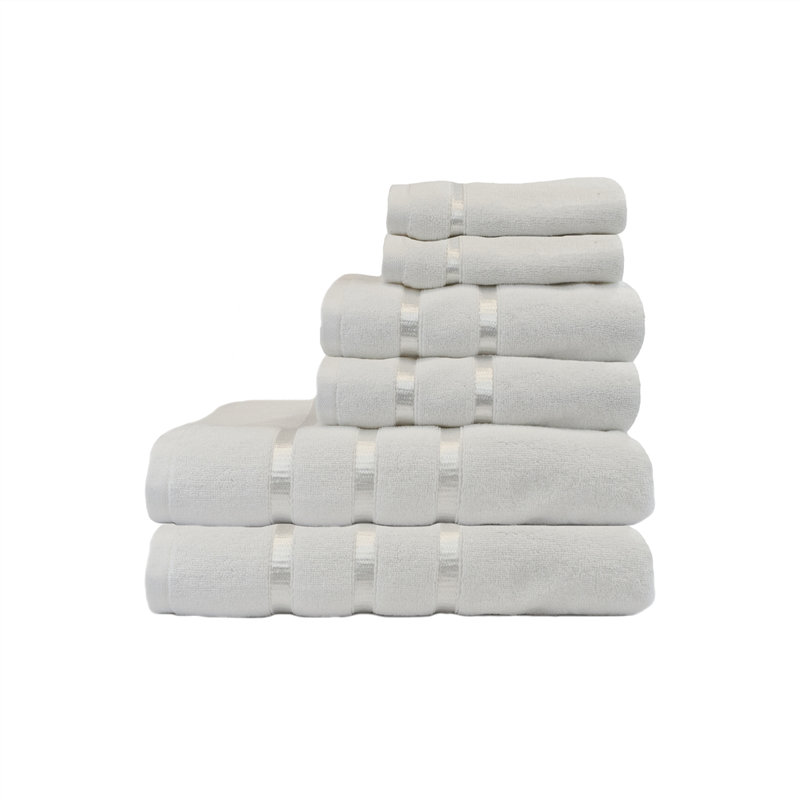 Ensemble de serviettes 6 pièces 100% coton, Blanc
