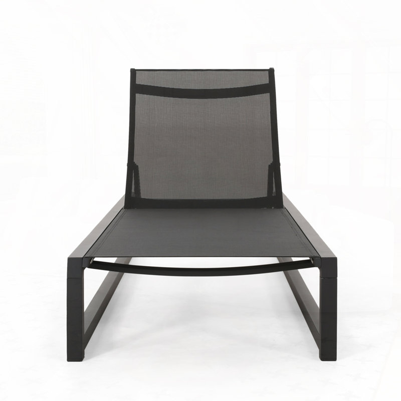 Lindenberg Outdoor Metal Chaise Lounge, Black