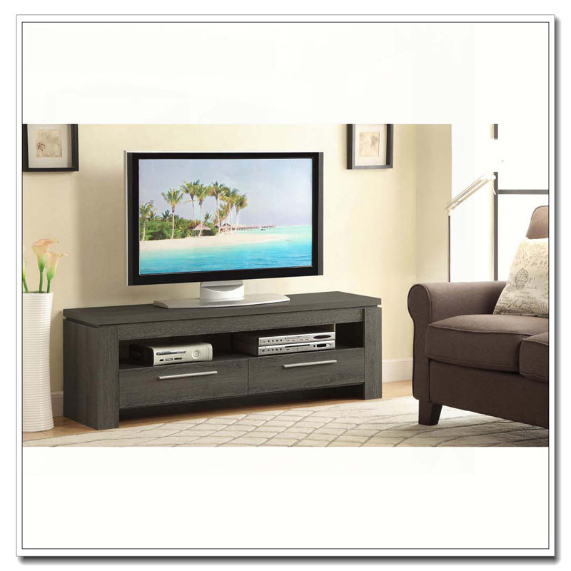 Console de télévision à 2 tiroirs gris vieilli 59 pouces