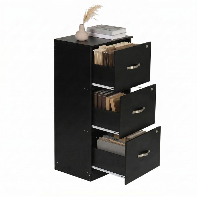 40 cm W 3 -Drawer Mobile Filing Cabinet, Black