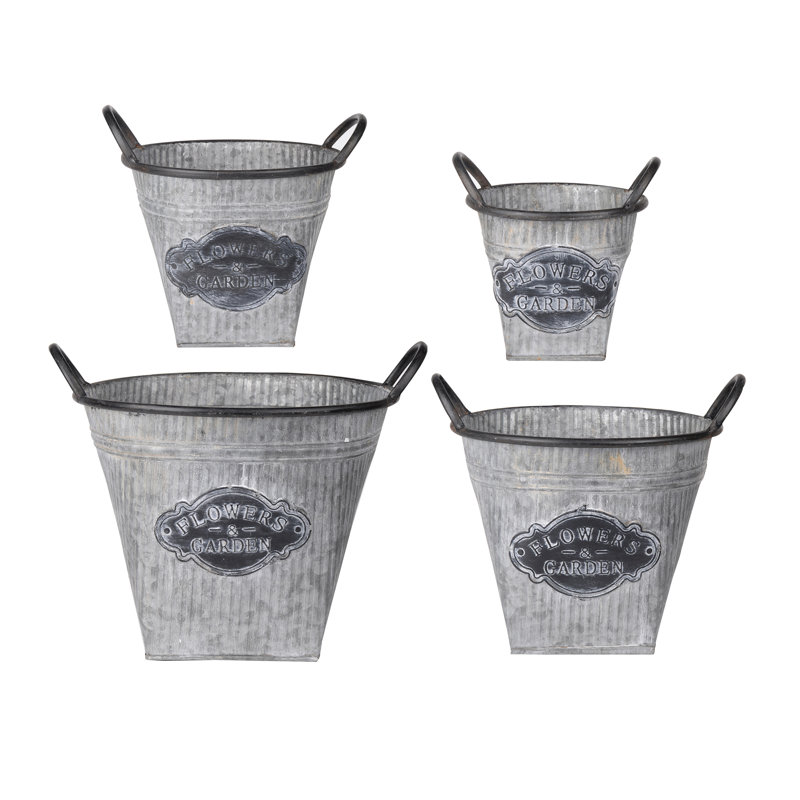 Ensemble de pots à fleurs ovales en métal 4 pièces Palko