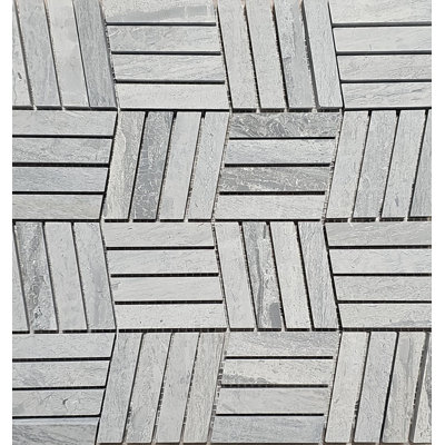 Wooden Blue Polished Marble Mosaic Tile