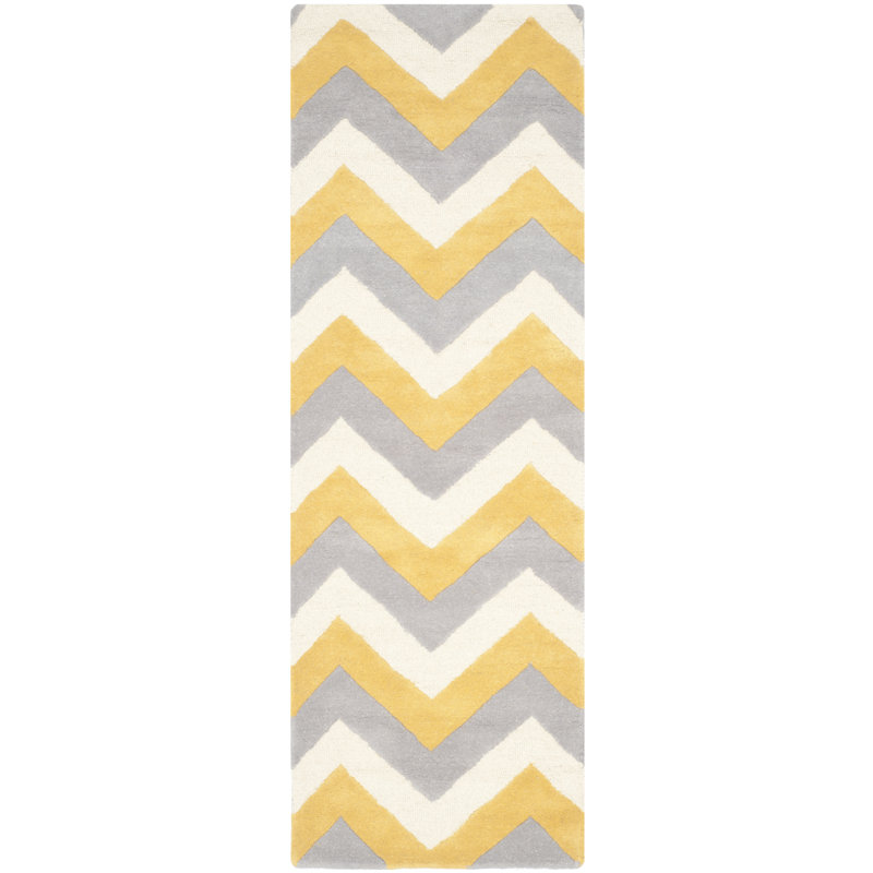 Sanyla Hand Tufted Wool Chevron Rug, Runner 2'6" x 8'