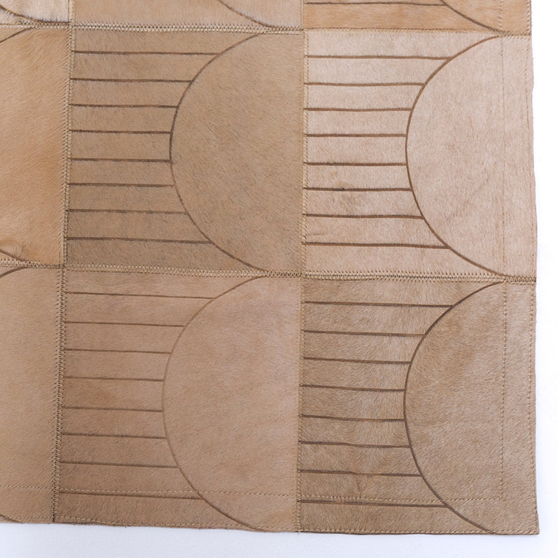 Cowhide Geometric Area Rug in Biscotti, Rectangle 6'1" x 7'10"