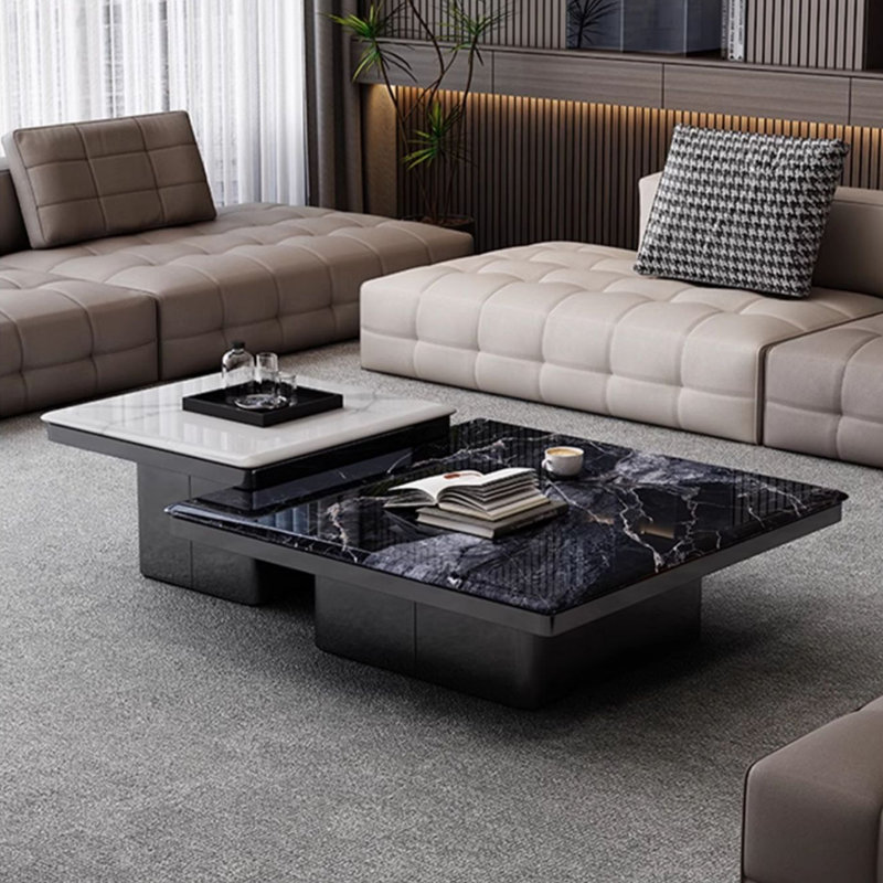 Square supercrystalline composite coffee table, 15" H x 39.4" L x 39.4" W