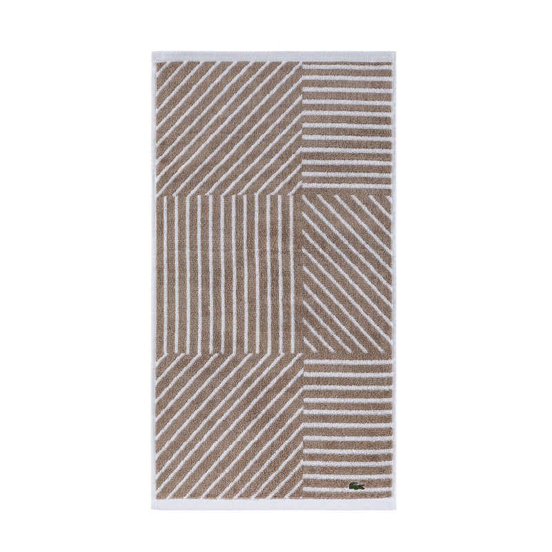 Débarbouillette réversible en coton Lacima Guethary Supima, impression graphique réversible, doux, très absorbant et peu pelucheux avec logo brodé de crocodile, sable