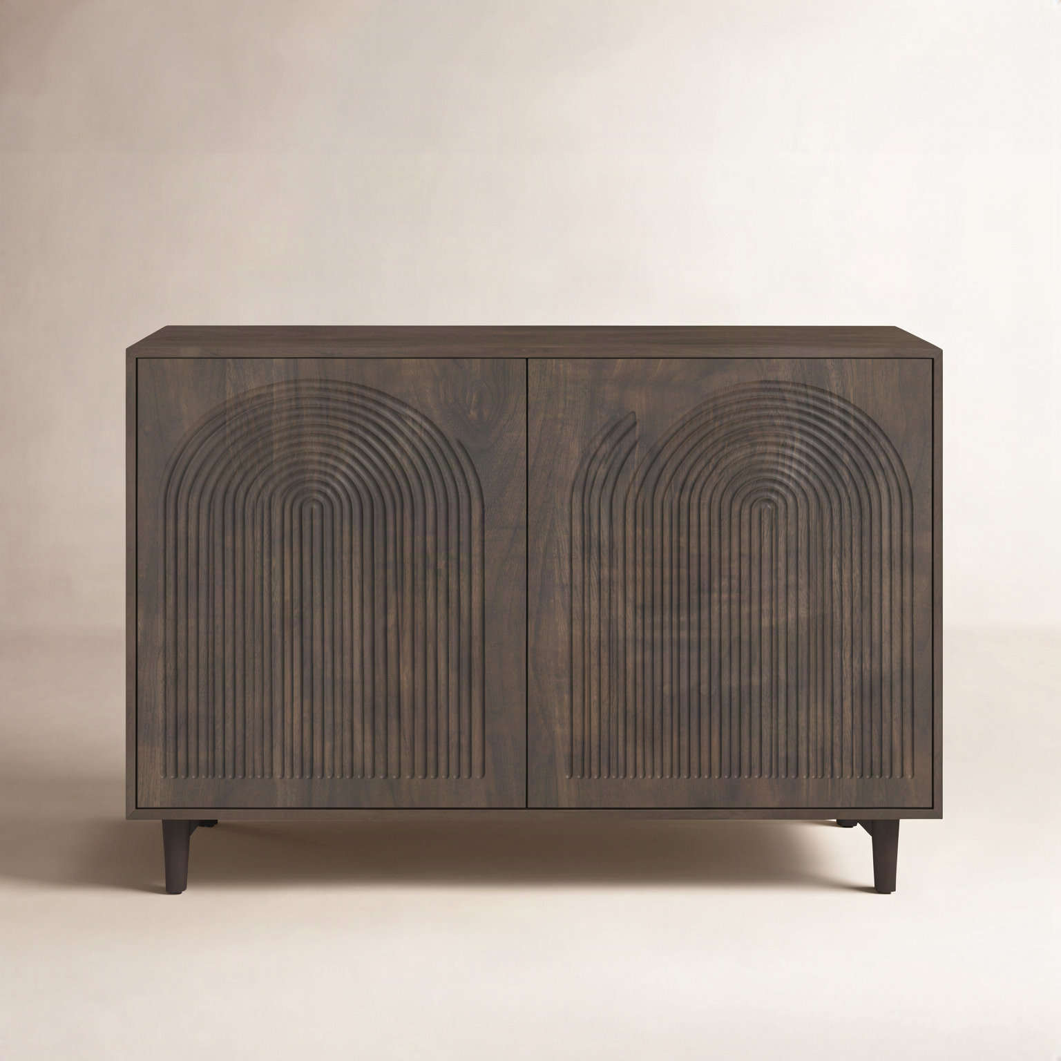 Apia Solid Wood Storage Cabinet, Dark Brown