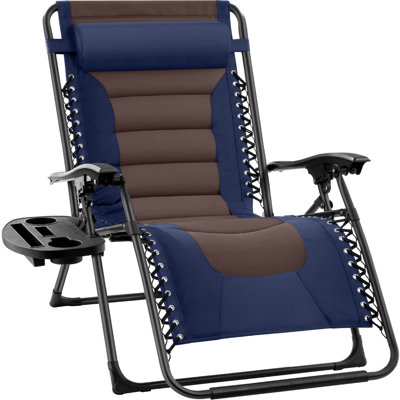 Fauteuil surdimensionné d'extérieur pliable avec plateau latéral Danny-James
