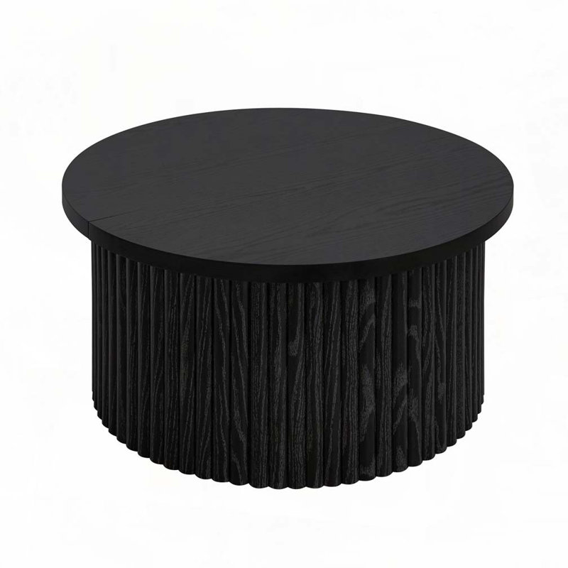 Round Coffee Table with Storage Space, Black