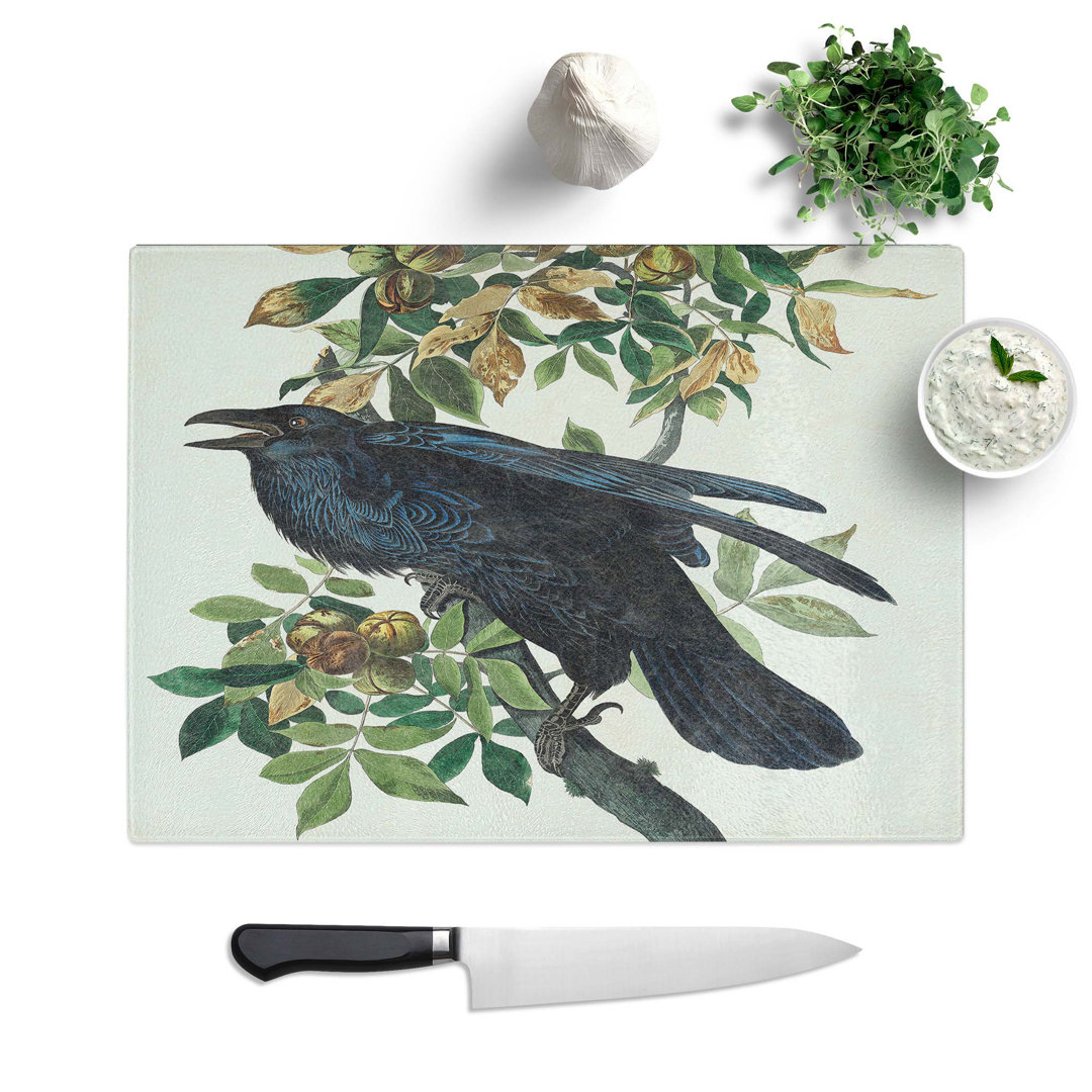 Tempered Glass Raven by John James Audubon Chopping Board