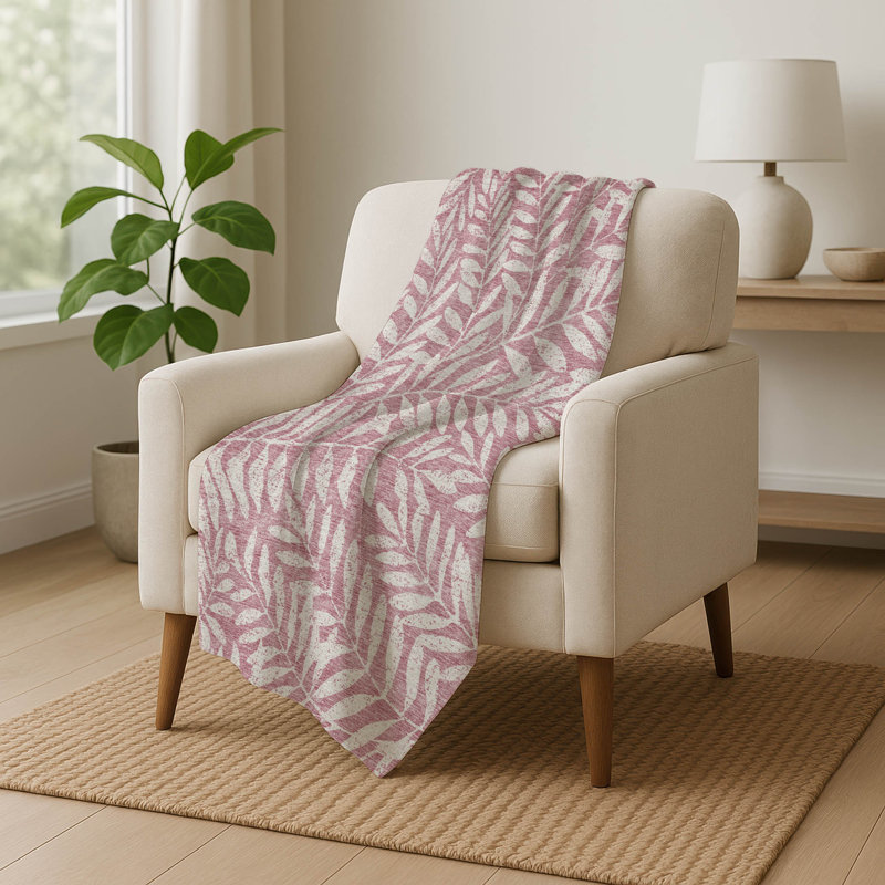 Jeté floral Sherpa ASB899 Addison, Rosé, Motif floral