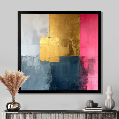Novelyn géométrique or rose et gris forme pure VI - art mural géométrique abstrait