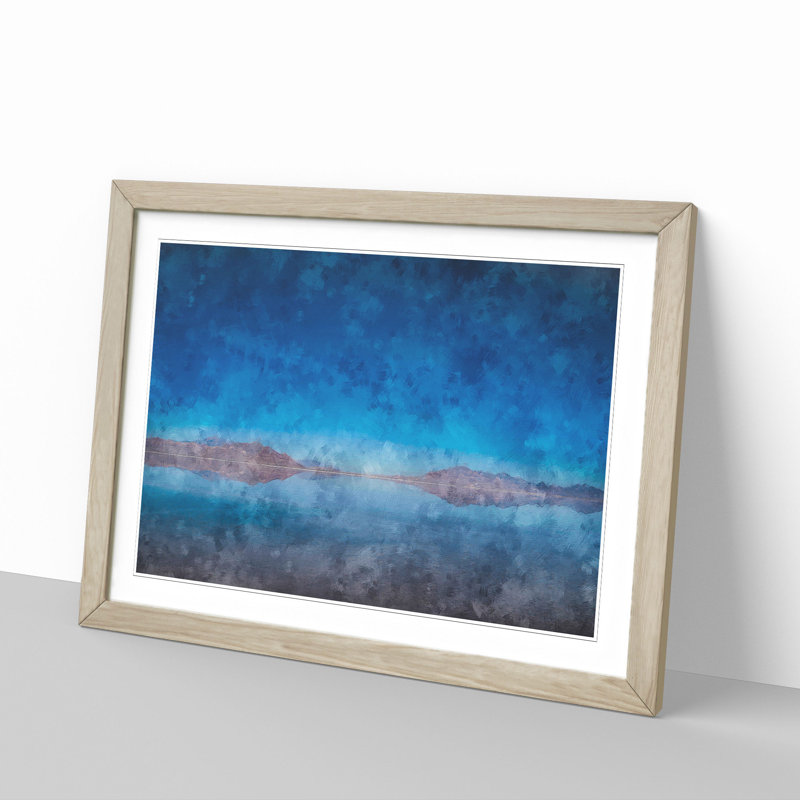 The Great Salt Lake in Utah 1 Piece Single Picture Frame Painting on MDF, 45cm H x 63cm W x 2cm D, Oak