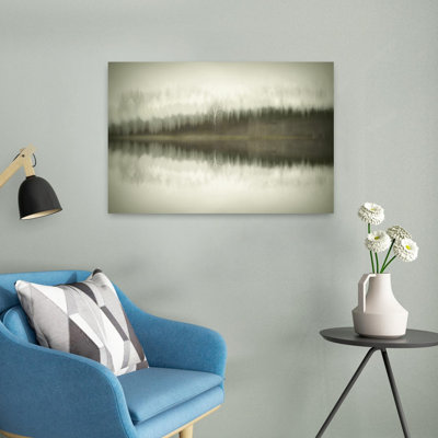 «The Lone Birch», art minimaliste de paysage de forêt serein minimaliste