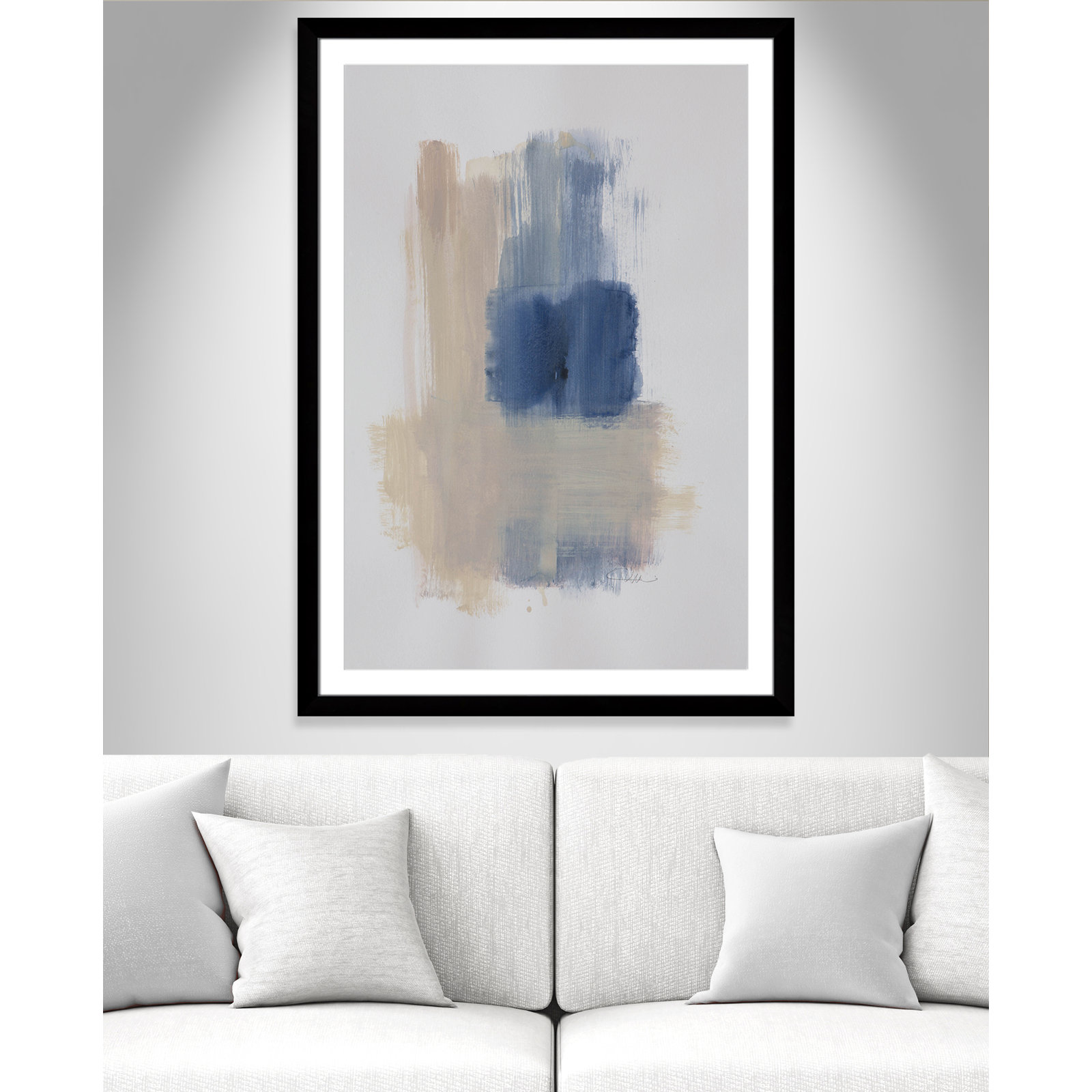 Esmeray "Powder Room Wash III" Print, 49" H x 35" W x 1.25" D, Black Cube Frame Matted