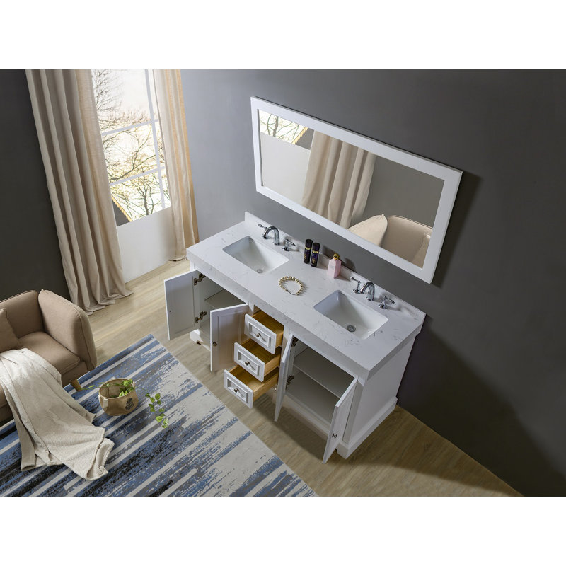 Eirwen 60'' Double Bathroom Vanity with Cultured Marble Top
