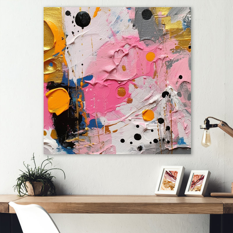 Rose et gris géométrique I - impression moderne sur métal, H 16 po x l 16 po x P 1 po