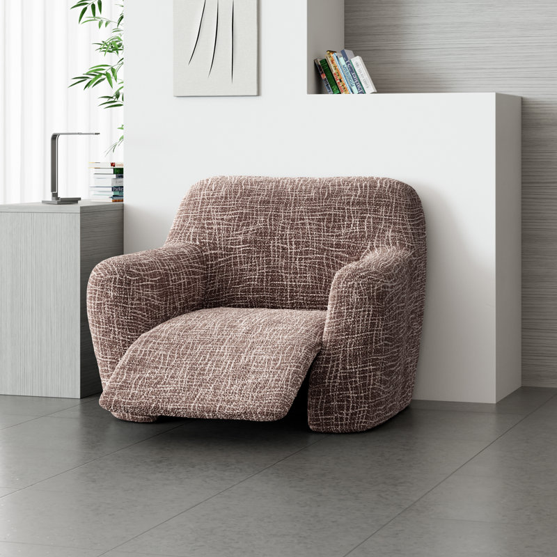 Housse extensible pour fauteuil inclinable - Durable et élégant - Collection Printed, Taupe Graffio