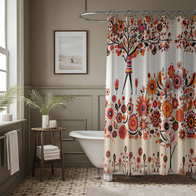 Brynnley Abstract Shower Curtain, 74"H x 71"W