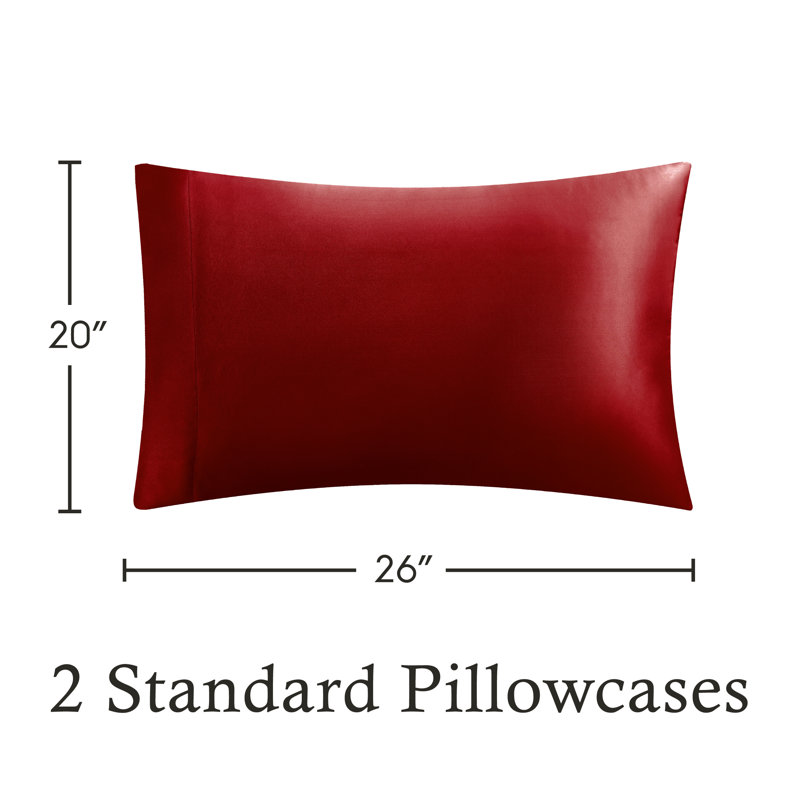 Red Satin Standard/Queen Pillowcases Set of 2