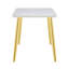 Table de salle à manger moderne et minimaliste moderne, convenant à 4 à 6 personnes, avec texture imitation marbre et pieds en métal doré-526365755