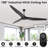 100" Industrial Black HVLS Ceiling Fan with Remote Control, 6-Speed Reversible DC Motor, Extra Large Ceiling Fan without Lights