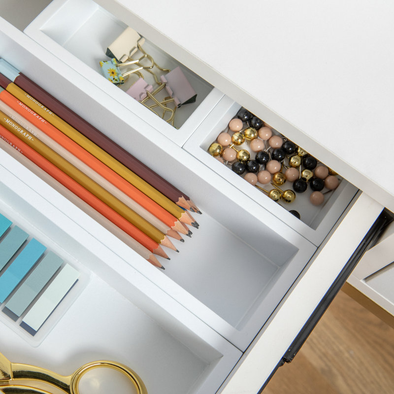 Martha Stewart Enzo Wooden Desktop or Drawer Organizer Set - 6 Piece Set, White