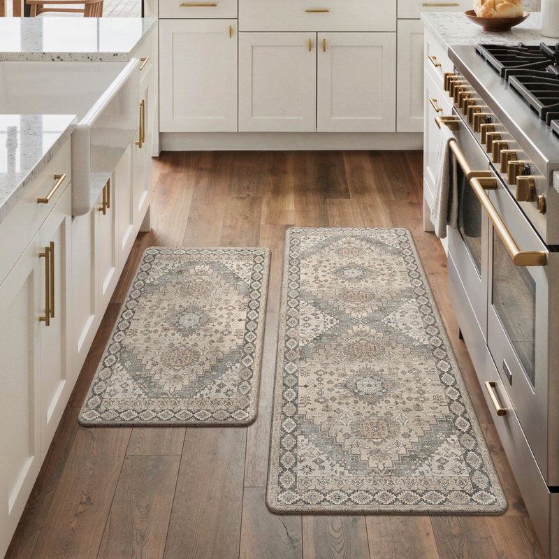 Anti-Fatigue Anti-Slip Waterproof Kitchen Mat, Runner 20" x 32" + 20" x 48", Brown