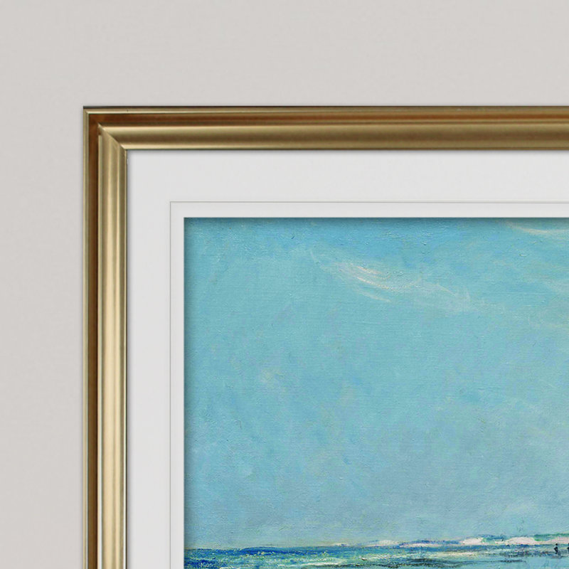 « low marée » par claude monet», reproduction de peinture à l’huile, H 24 po x l 32 po x P 1,5 po, Cadre doré, Blanc mat