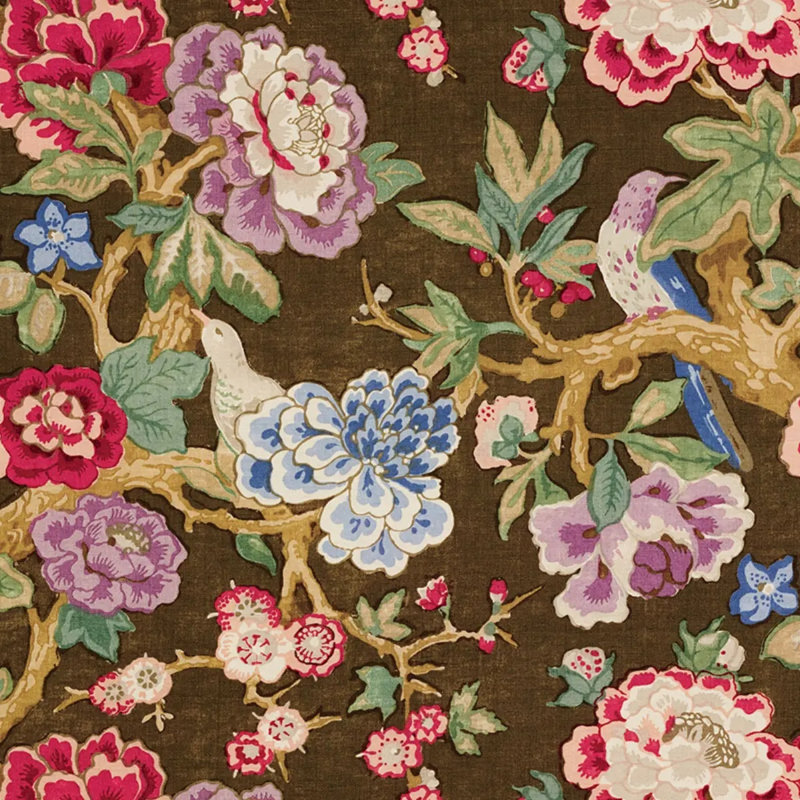 Schumacher x Mary McDonald Bermuda Blossoms Fabric, Cocoa