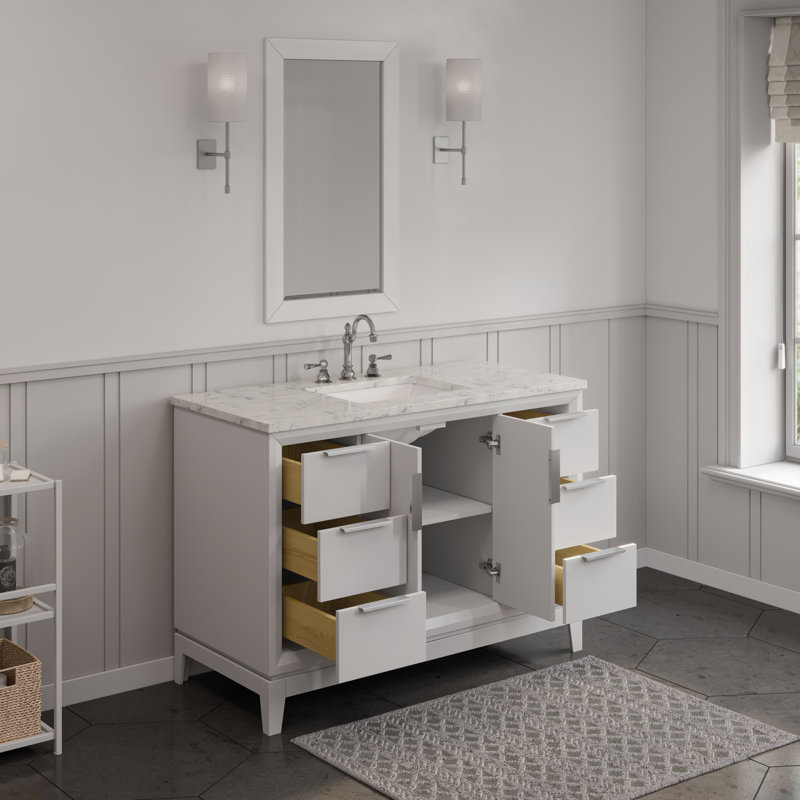 Meuble-lavabo simple 48 po Belmar, Blanc, Chrome chrome