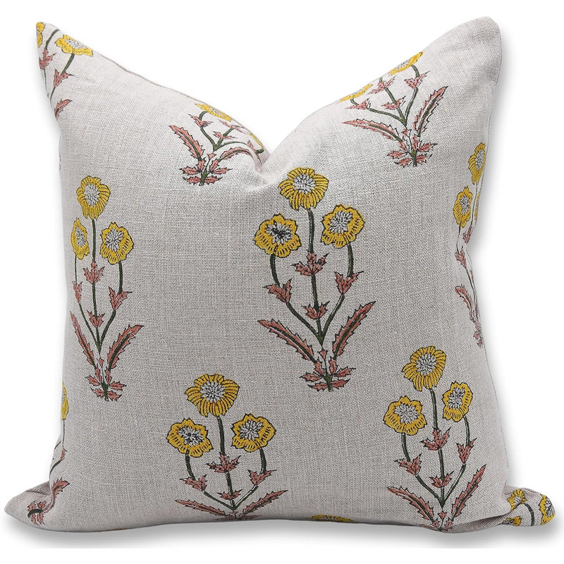 Housse de coussin en lin fabriquée à la main à motif de blocs Fab Fabine, 22 po x 22 po