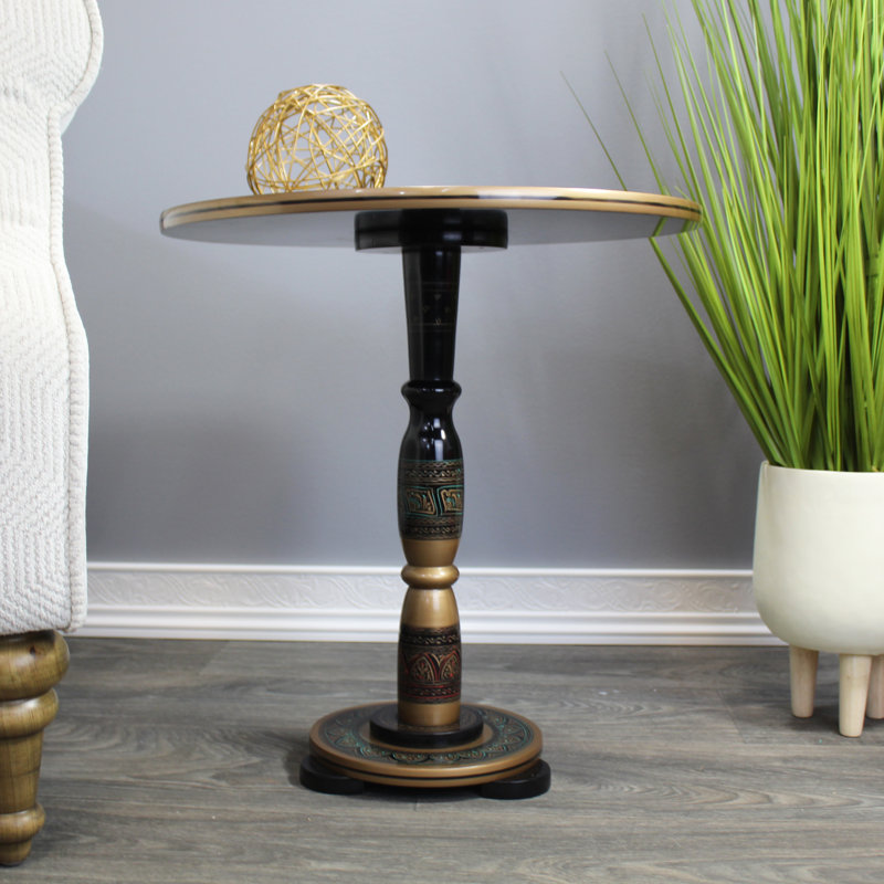 Table d'appoint ronde en bois de rose 18 po - vert armée