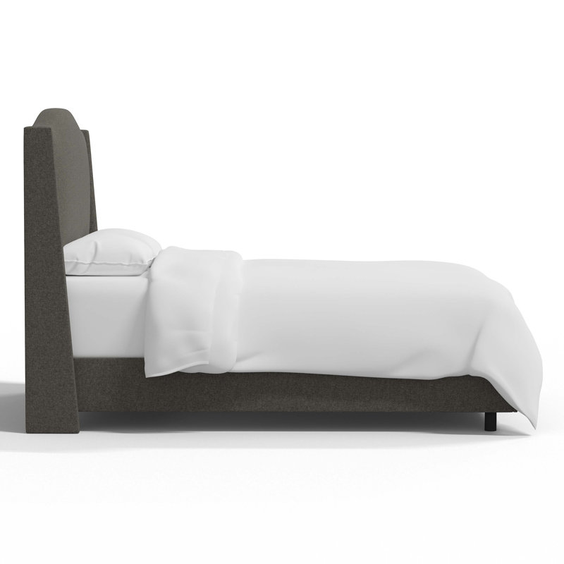 Claritha Upholstered Wingback Bed, Zuma Charcoal Textured Linen, Full