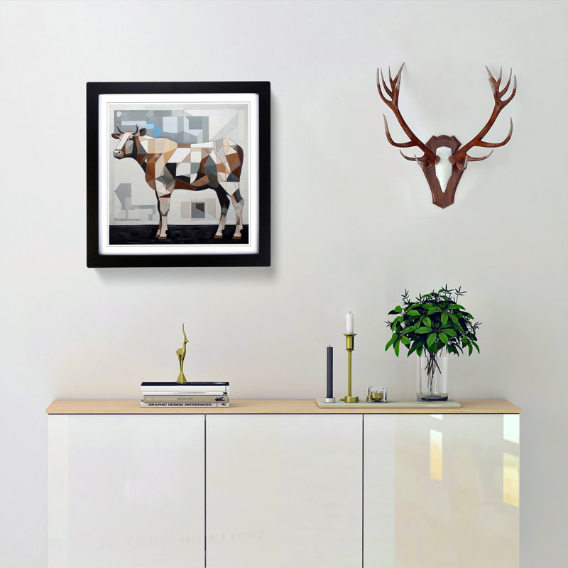 Cow Constructivism No.1 - Framed Print, Black