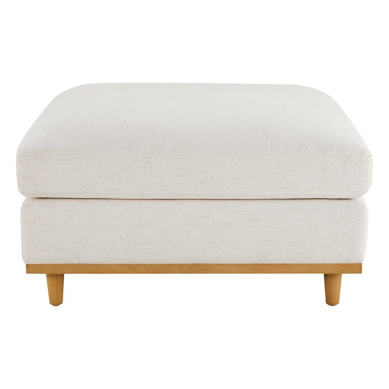 Laima 35" W Feather Blend Square Ottoman, Cream