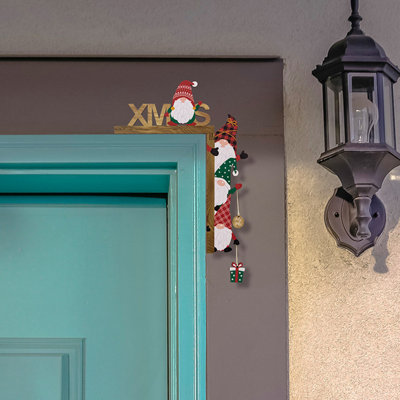 Décoration de Noël pour cadre de porte de Noël 2 pièces Gnome de Noël en bois signe de coin Fête de sculpture murale ornement pour porte de fenêtre