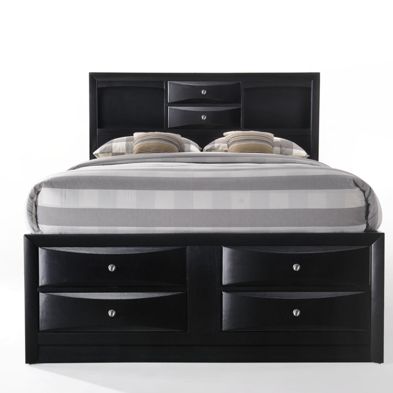 Grand lit Ireland avec rangement, Noir