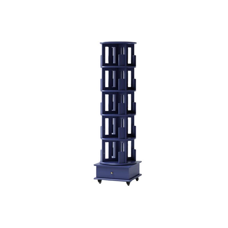 Bibliothèque rotative de style moderne, Bleu, (5 tablettes) H 71,65 po x l 19,29 po x P 19,29 po