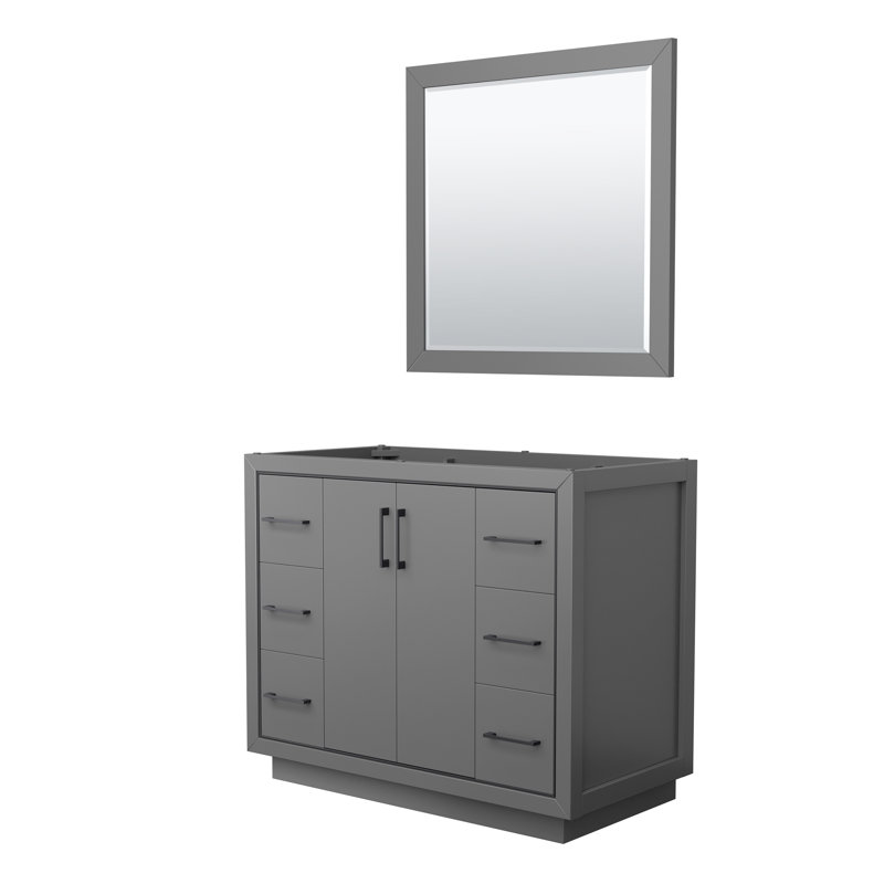 Icon 71" Doulble Bathroom Vanity Base and Mirror Only, Dark Gray/Matte Black