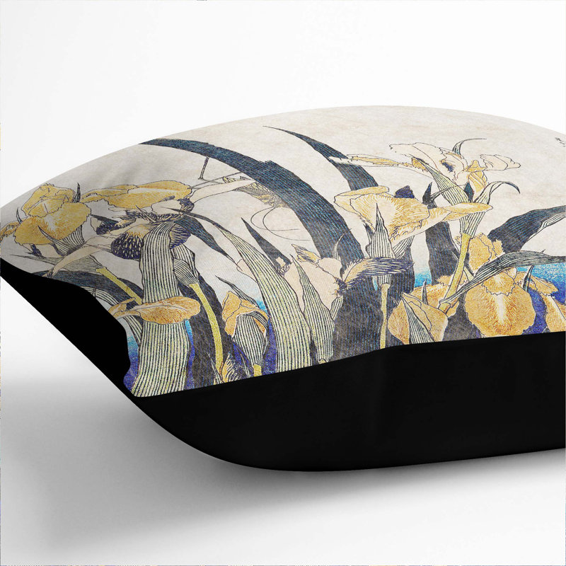 Floral Square Throw Cushion, Black, 55cm H x 55cm W x 20cm D