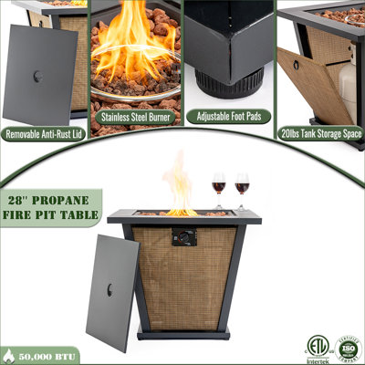 28" Propane Gas Fire Pit Table